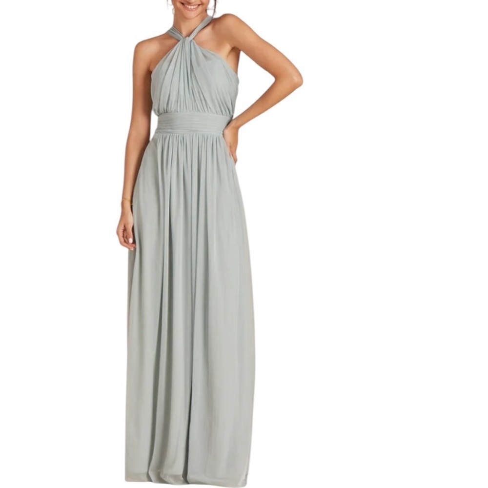 Birdy Grey Green Pleated Halter Maxi Dress